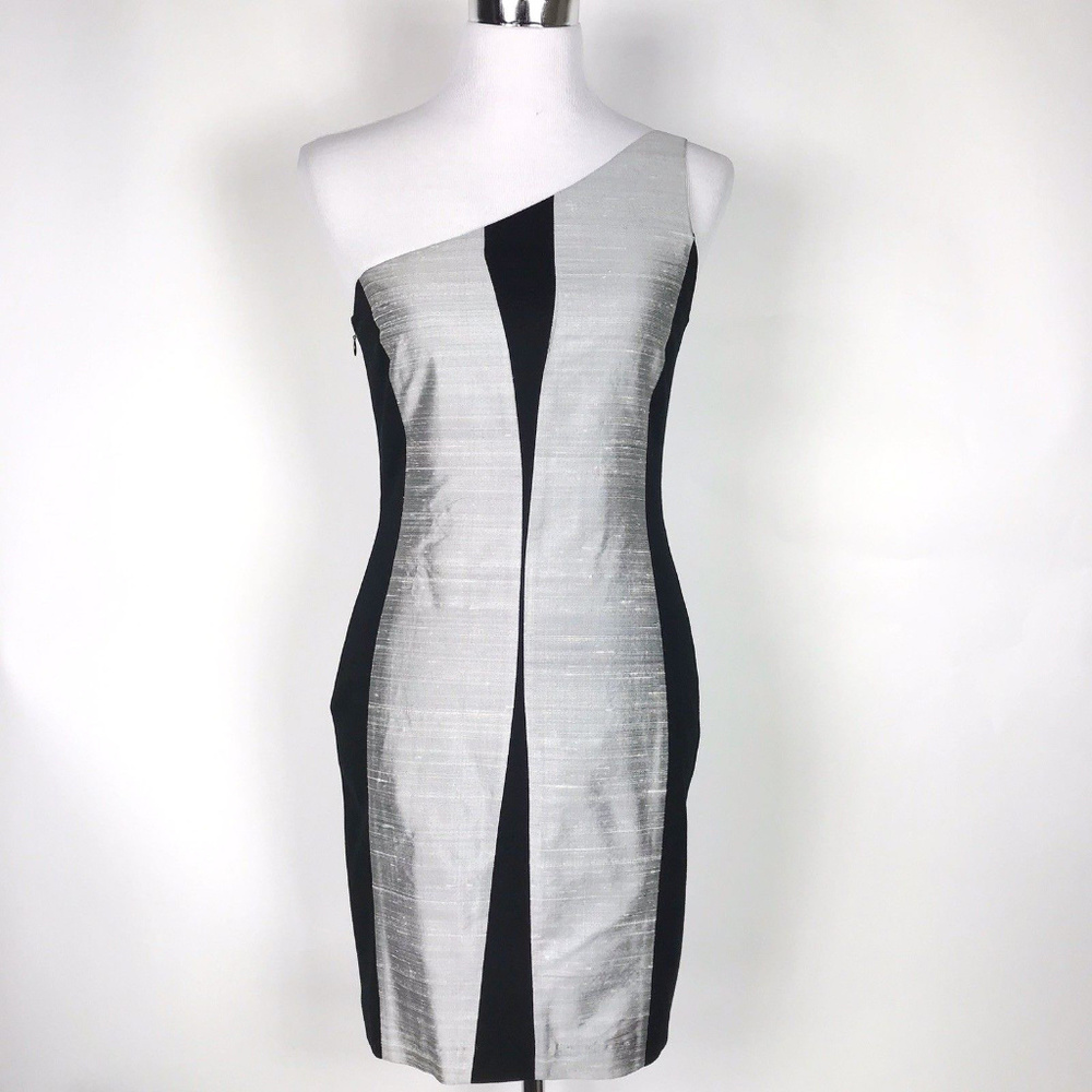 Rag & Bone Colorblock One Shoulder Silk Mini Dress